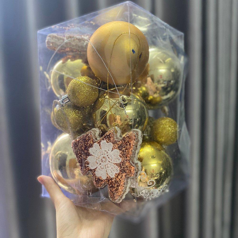 Hộp châu vàng kèm cây thông trang trí noel