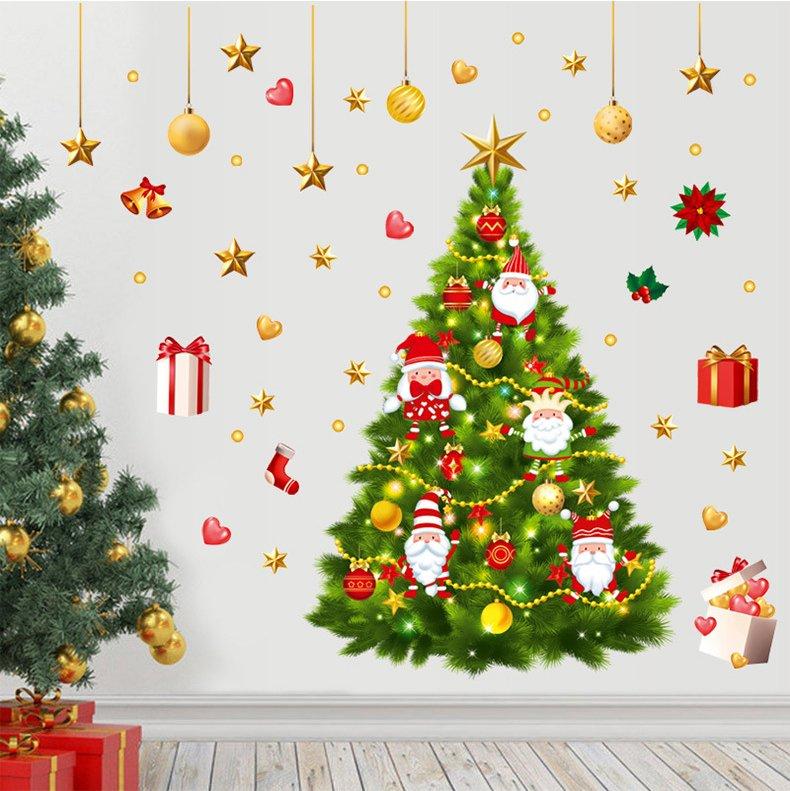 Decal trang trí noel cây thông và phụ kiện