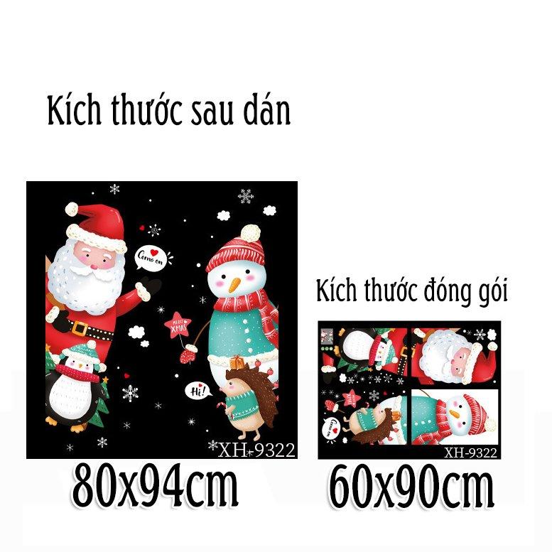 Decal trang trí noel ông già noel và những người bạn