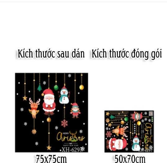 Decal trang trí noel dây treo ông già noel và những người bạn 2 (1)