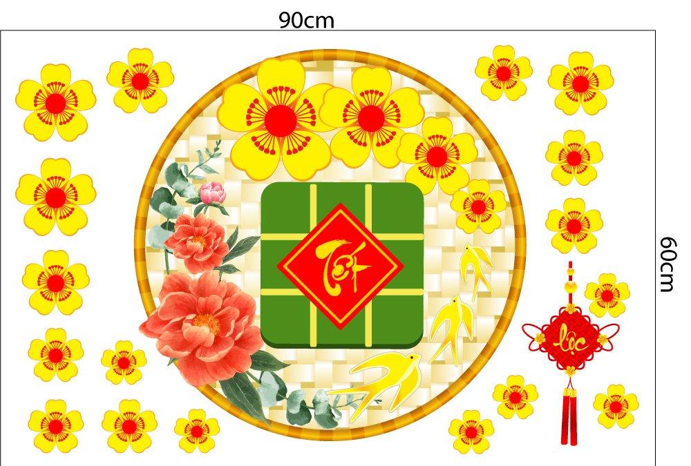 Combo Decal Trang Trí Cửa Kính Chúc Mừng Năm Mới Ất Tỵ 2025