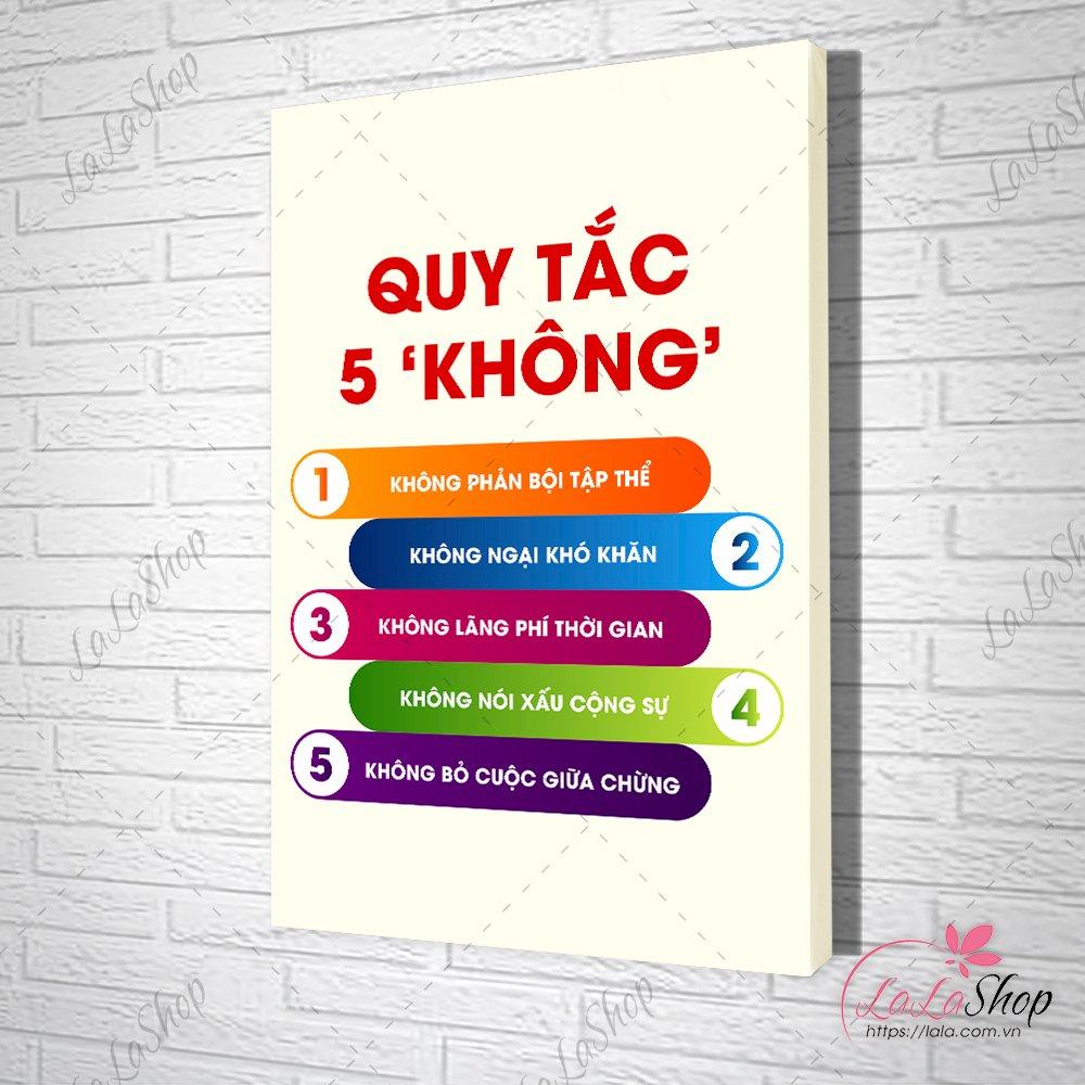 Tranh slogan văn phòng quy tắc 5 không