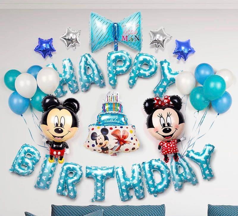 Set Bong Bóng Trang Trí Sinh Nhật HappyBirthday chuột mickey