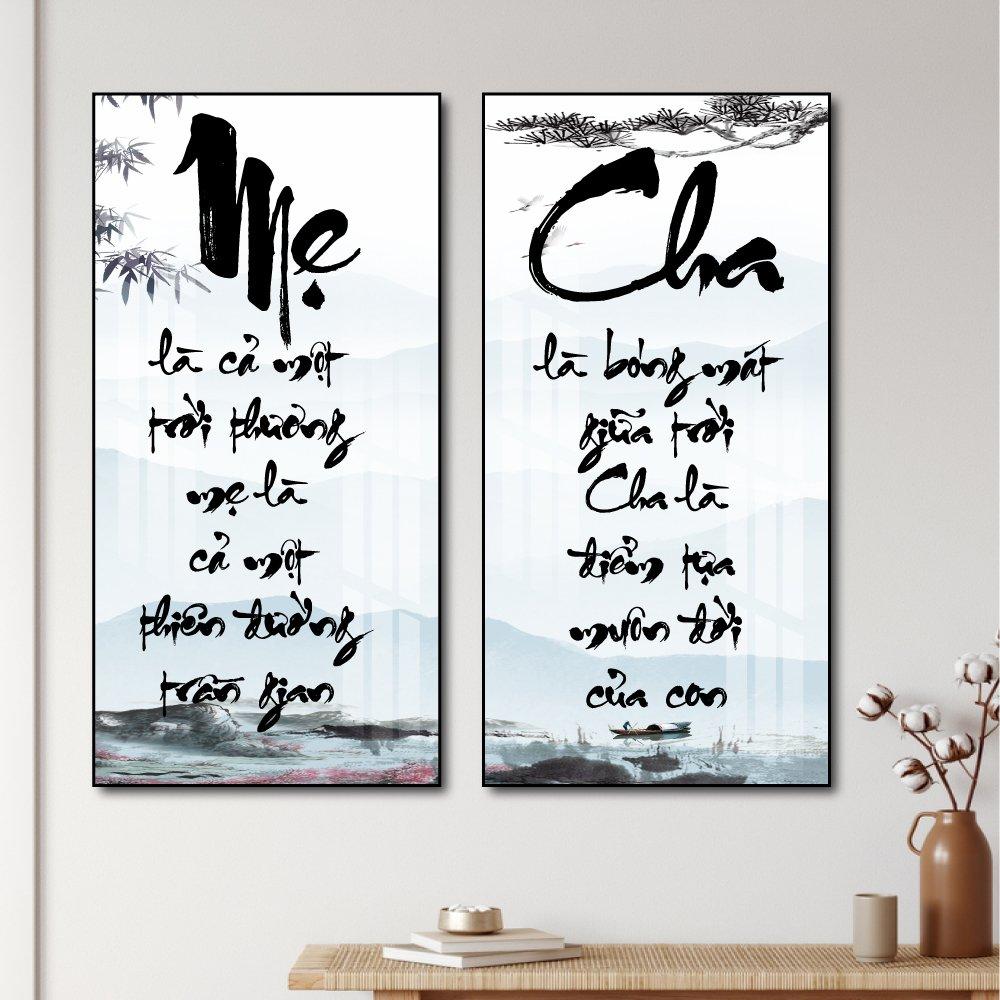 Tranh treo tường thư pháp mẹ cha