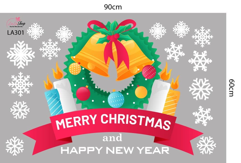 Decal Trang Trí Noel Merry Christmas And Happy New Year 2023 (3)