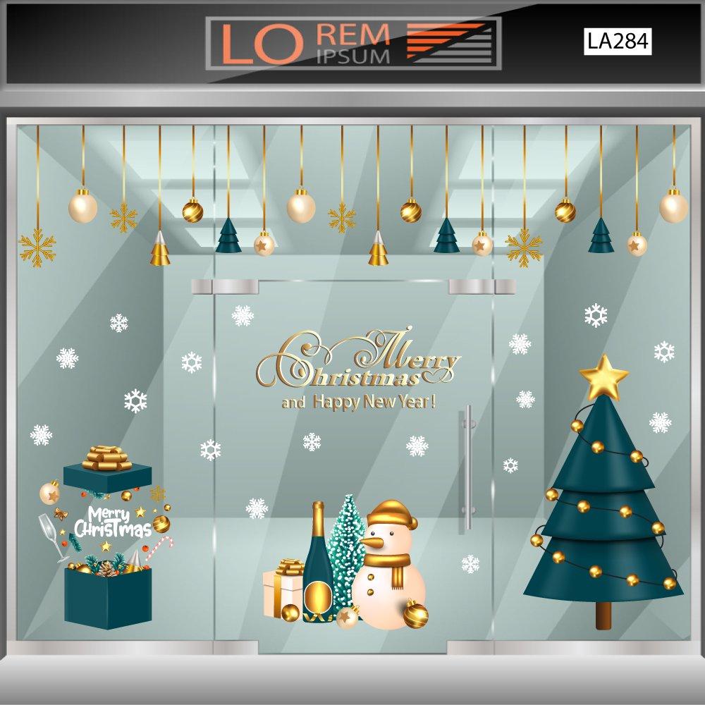 Combo Decal Trang Trí Noel Người Tuyết Và Cây Thông Xanh  2023