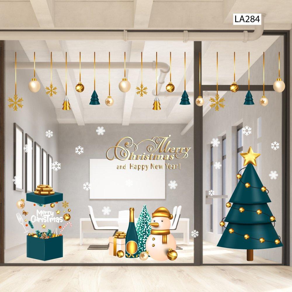 Combo Decal Trang Trí Noel Người Tuyết Và Cây Thông Xanh  2023