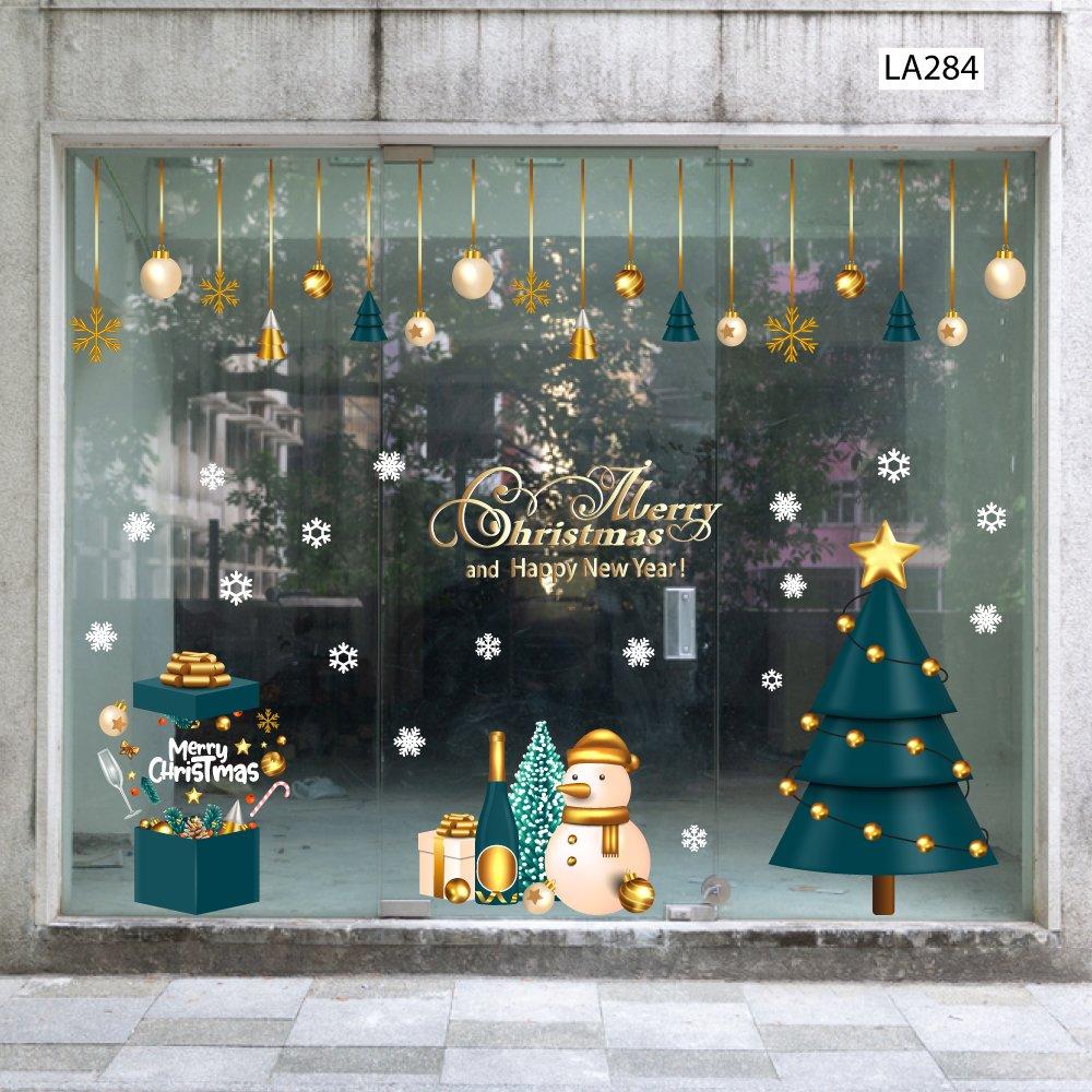 Combo Decal Trang Trí Noel Người Tuyết Và Cây Thông Xanh  2023