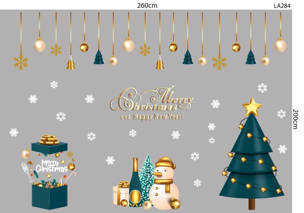 Combo Decal Trang Trí Noel Người Tuyết Và Cây Thông Xanh  2023