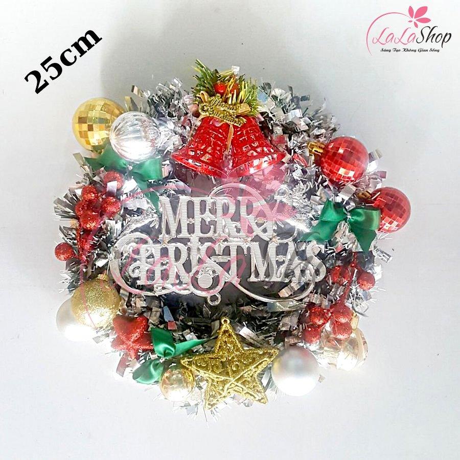 Vòng Nguyệt Quế Trang Trí Noel Kèm Chữ Merry Christmas 23 - 25cm