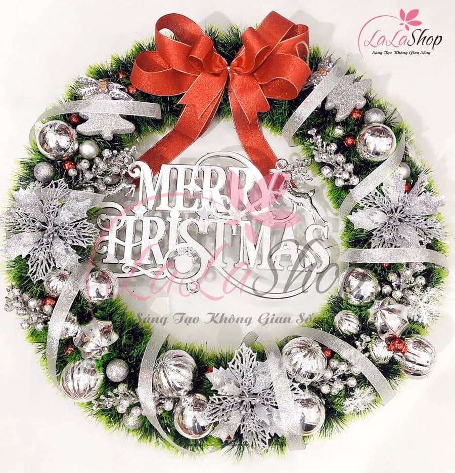 Vòng Nguyệt Quế Trang Trí Noel Merry Christmas 35 - 65cm