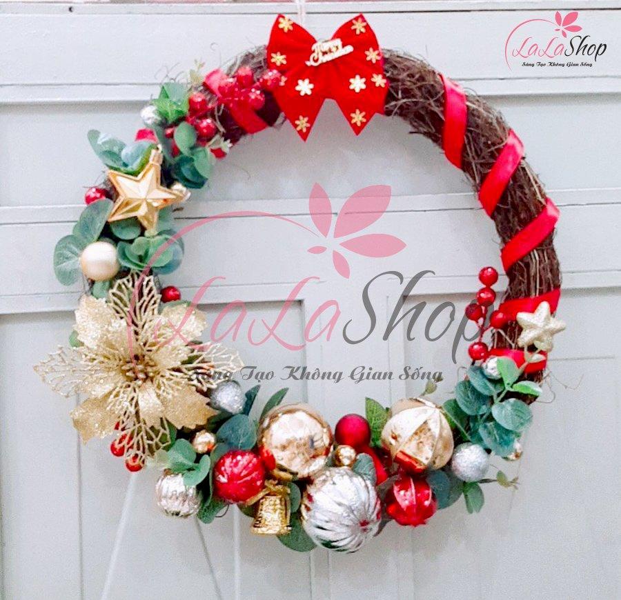 Vòng Nguyệt Quế Trang Merry Christmas Trí Noel 45 - 35cm