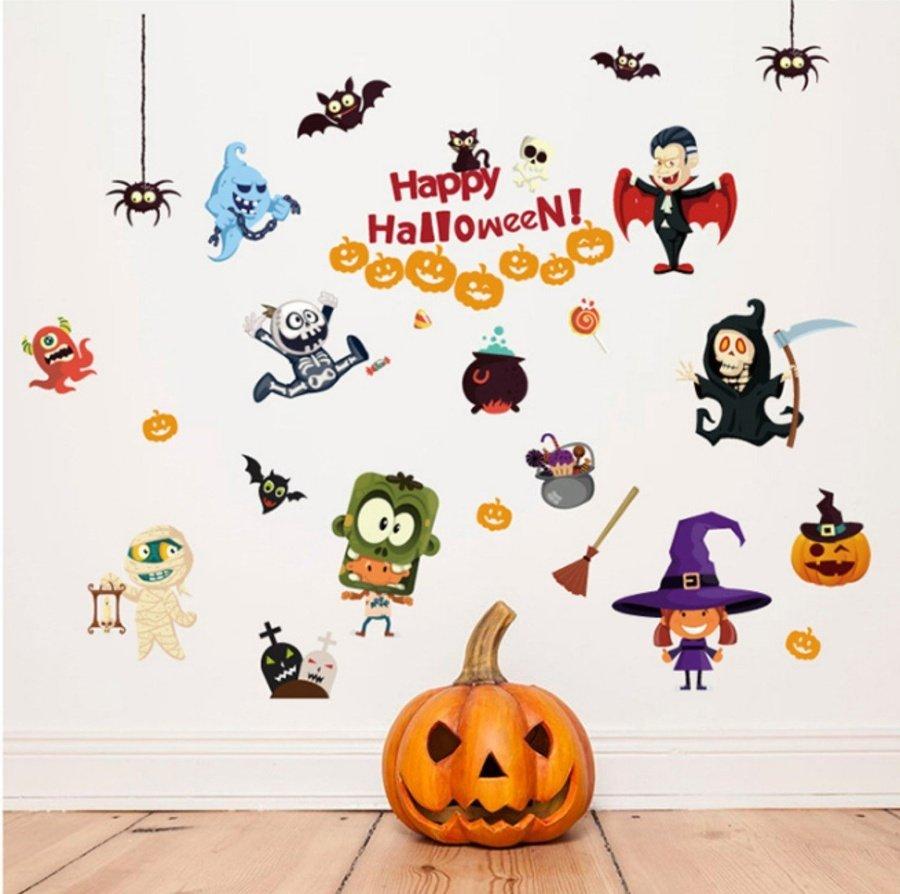 Decal Dán Tường Combo Halloween Những Quả Bí Ngô Và Phù Thủy