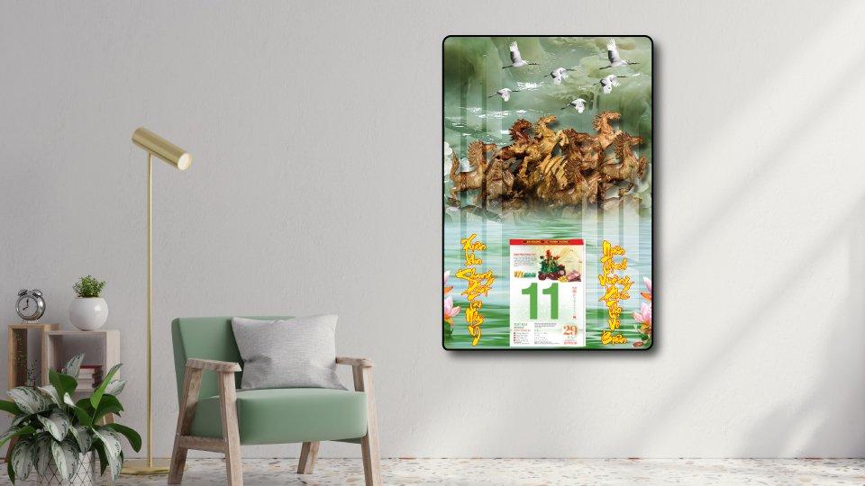 Lịch Tết Tranh Tráng Gương Treo Tường Mã Đáo Thành Công 13 2023