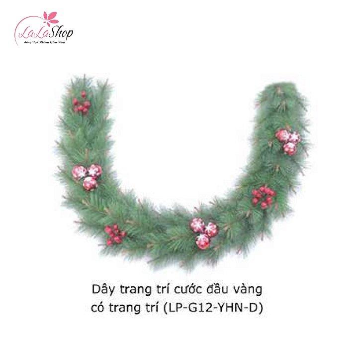 Dây thông trang trí cước đầu vàng có trang trí