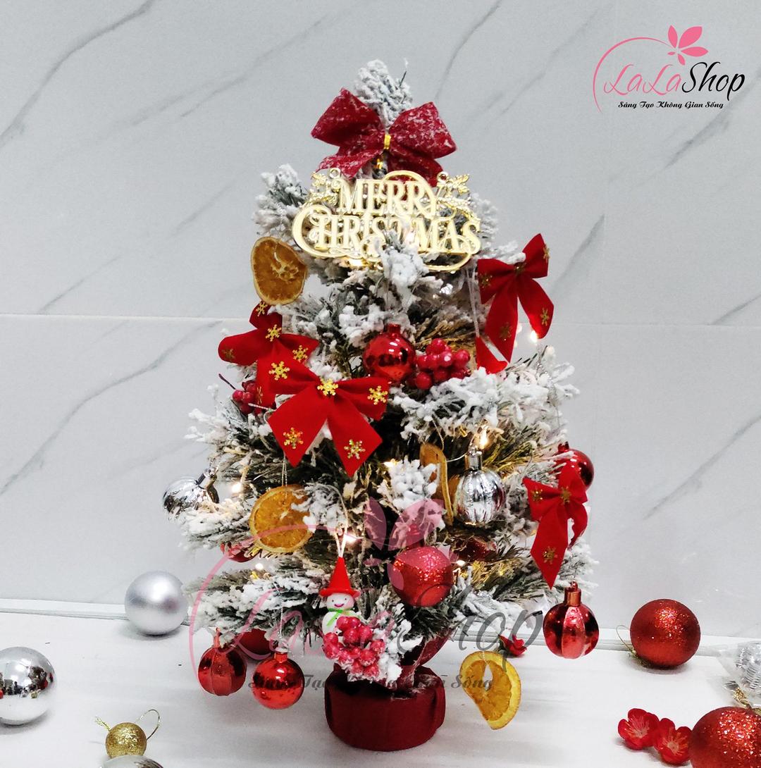 Cây Thông Noel Mini 45cm Sắc Đỏ Trắng Full Phụ Kiện Mẫu 13