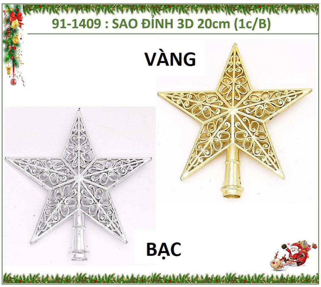 Ngôi sao đỉnh họa tiết trang trí noel