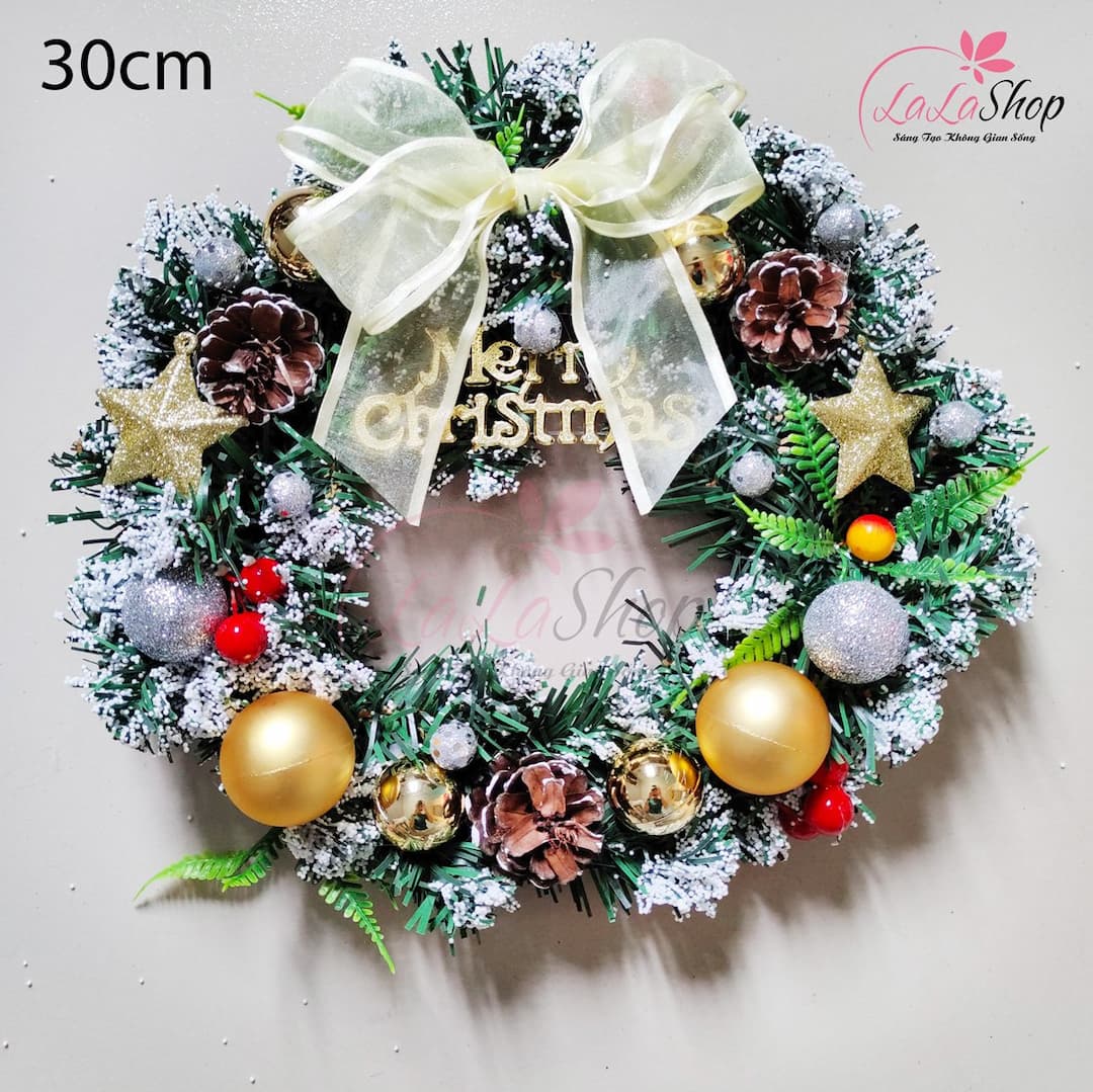 Vòng Nguyệt Quế Treo Cửa 30cm Trang Trí Noel