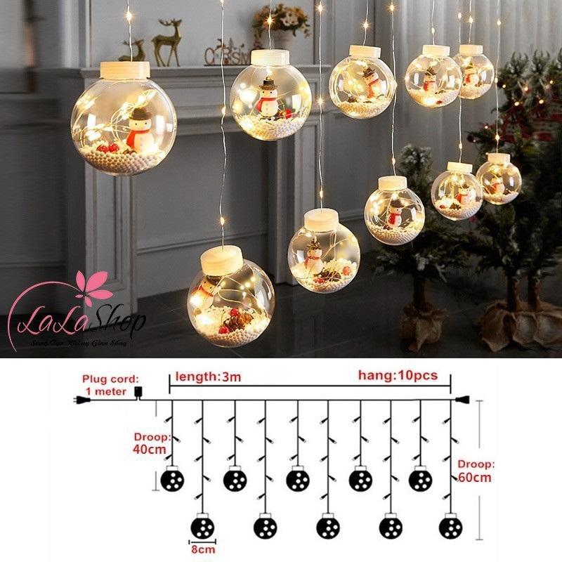 Đèn led đom đóm kèm 10 bóng hình cây thông quả châu cherry nháy nhiều chế độ
