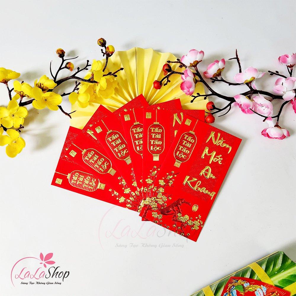 Combo 6 Bao Lì Xì In Nổi 3D Màu Đỏ Năm Mới An Khang