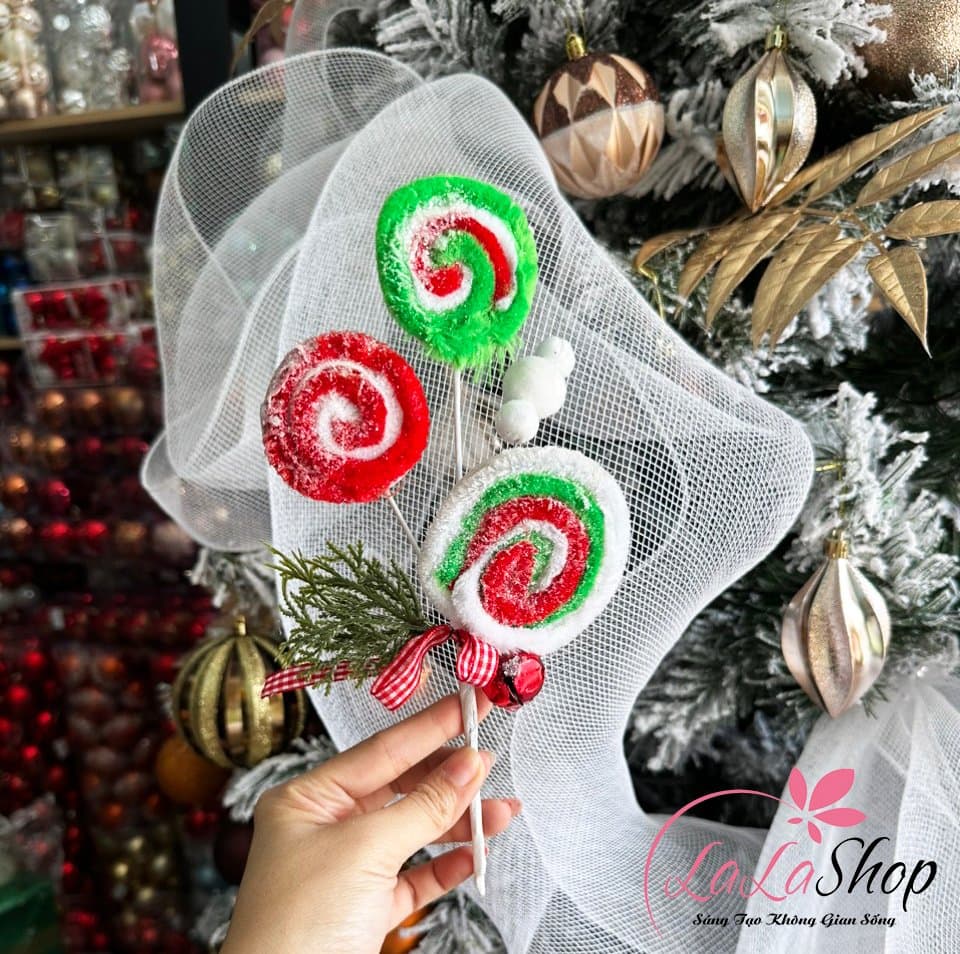 Kẹo đỏ trang trí noel mẫu 3