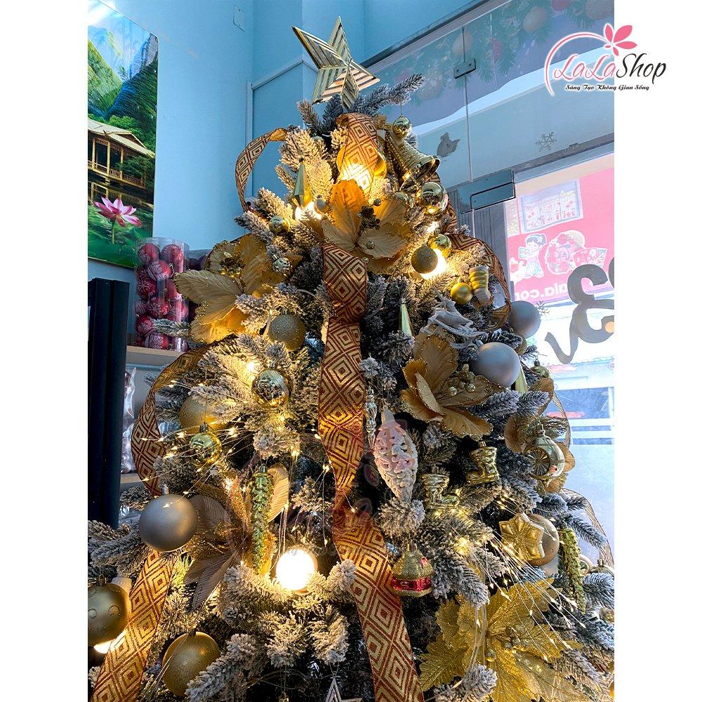 Cây thông noel 2m4 full phụ kiện màu vàng mẫu 22