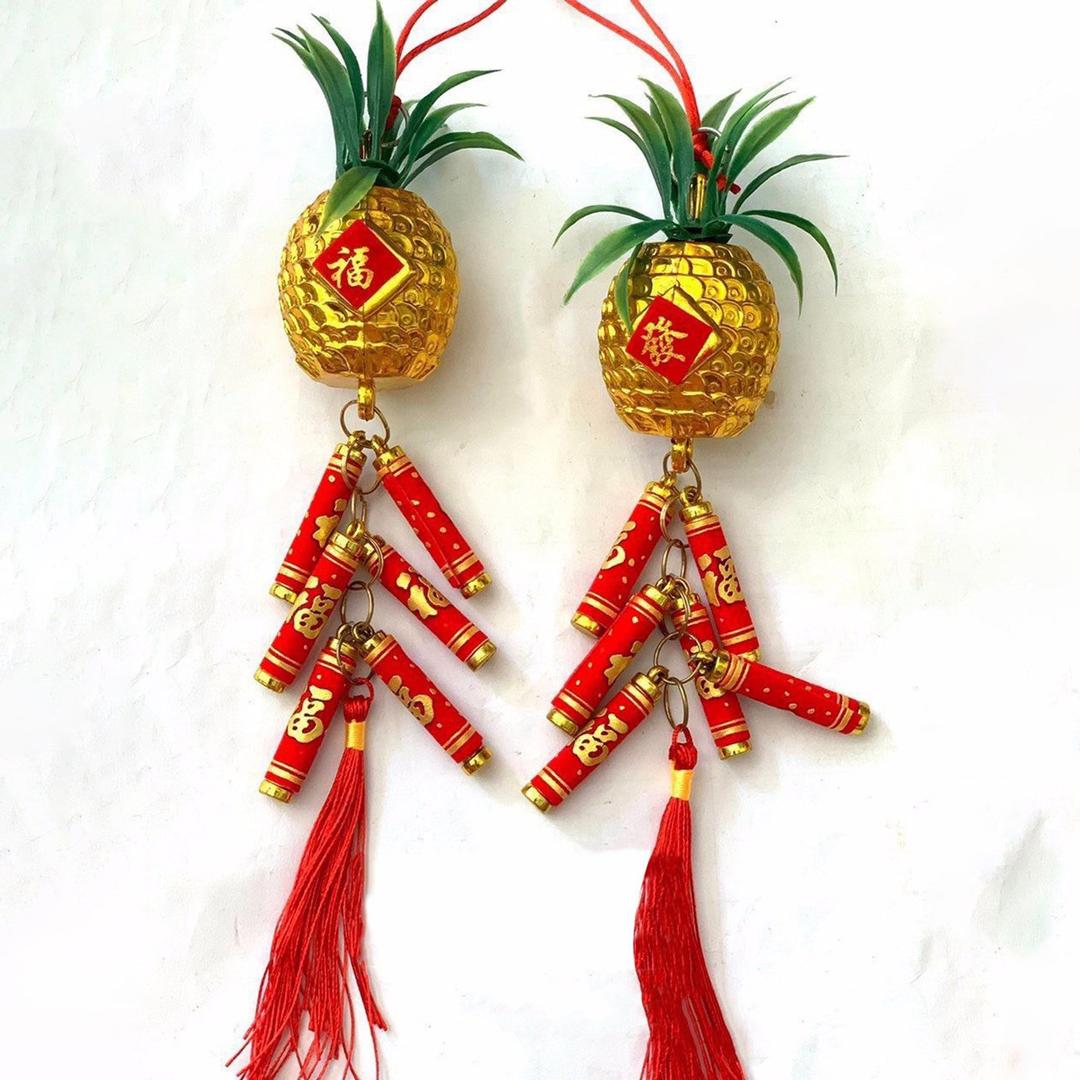 Combo 2 dây lộc treo trái may mắn đuôi pháo trang trí tết
