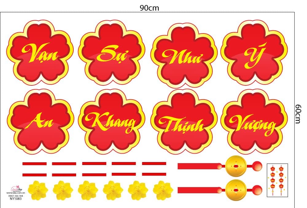 Decal trang trí tết an khang thịnh vượng vạn sự như ý mẫu 2