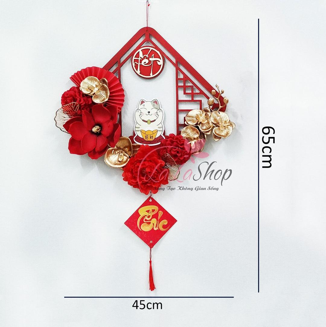 Vòng Hoa Tết Treo Cửa Chữ Phúc 45cm