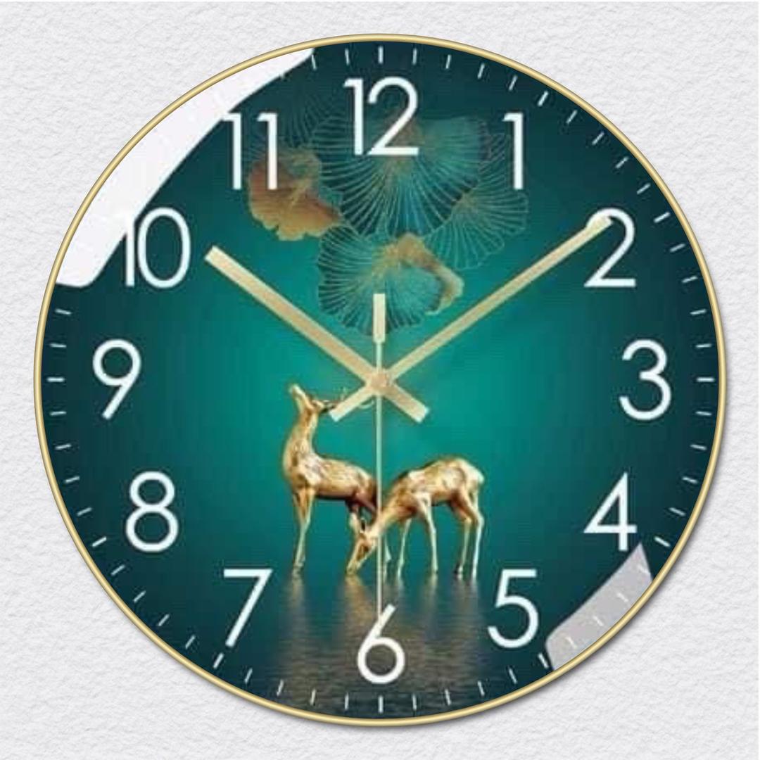 Đồng hồ vintage uv pha lê bóng đôi hươu và lá rẻ quạt