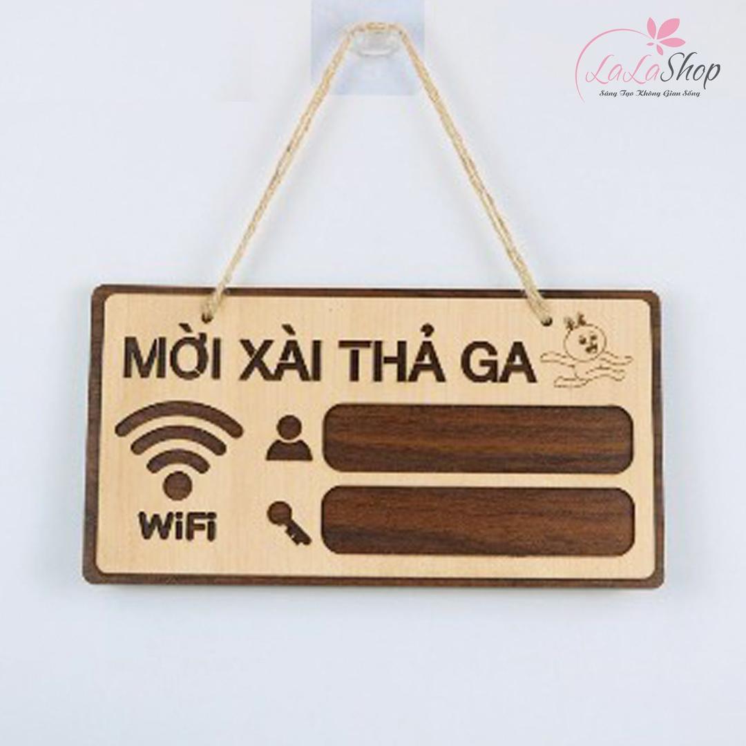 Bảng treo chữ hình chữ nhật wifi mời xài thả ga