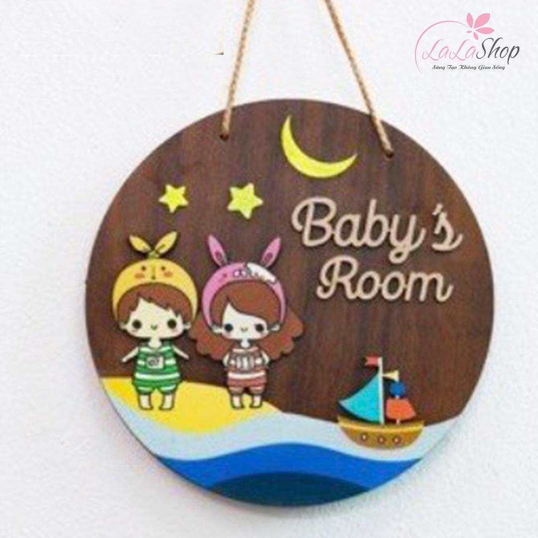 Bảng treo chữ hình tròn chữ babys room