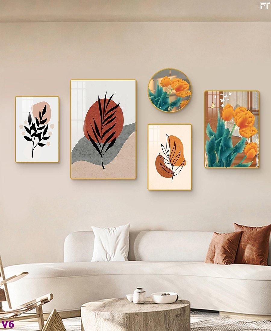 Tranh Đồng Hồ Hoa Lá Nghệ Thuật 2
