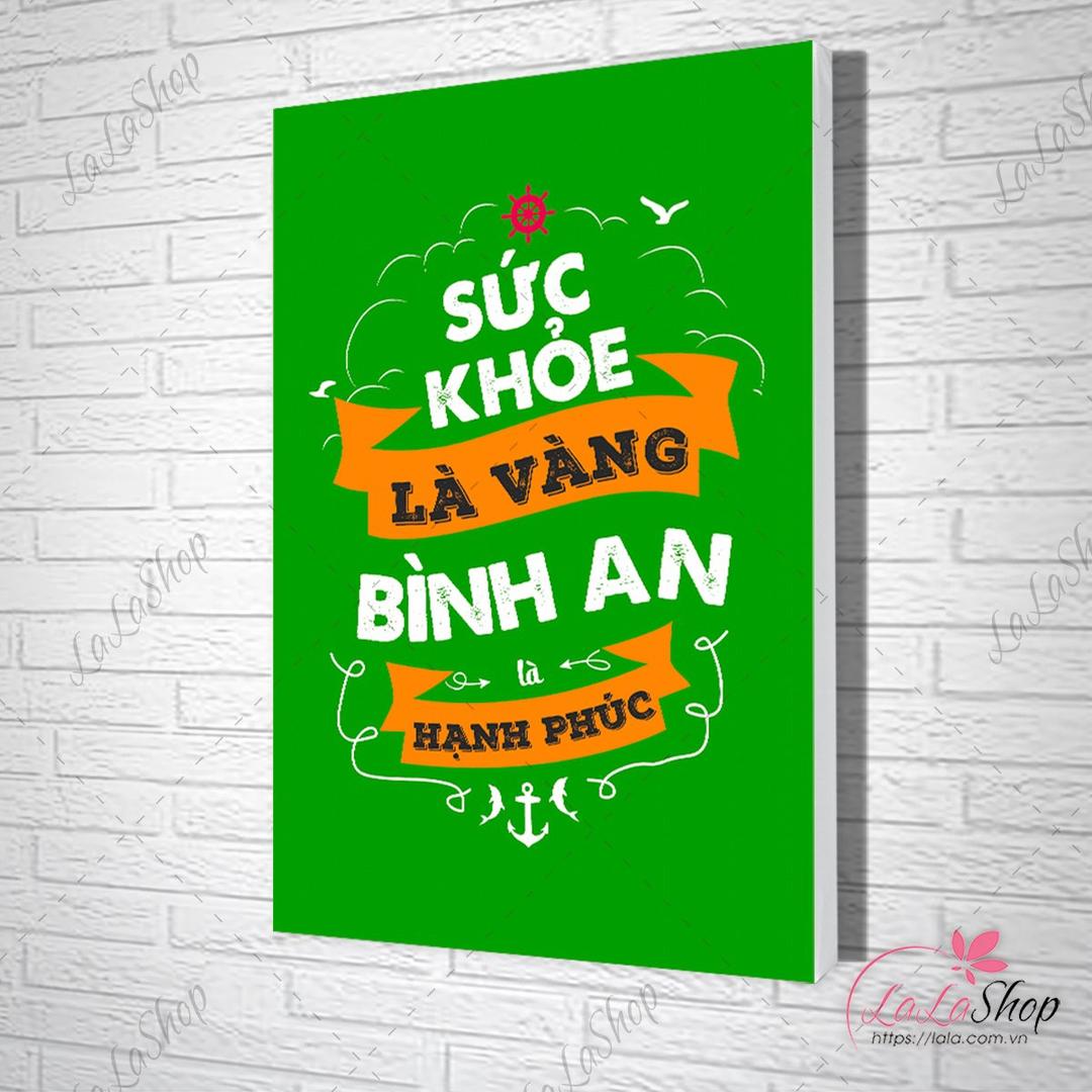 Tranh slogan sức khỏe là vàng bình an là hạnh phúc