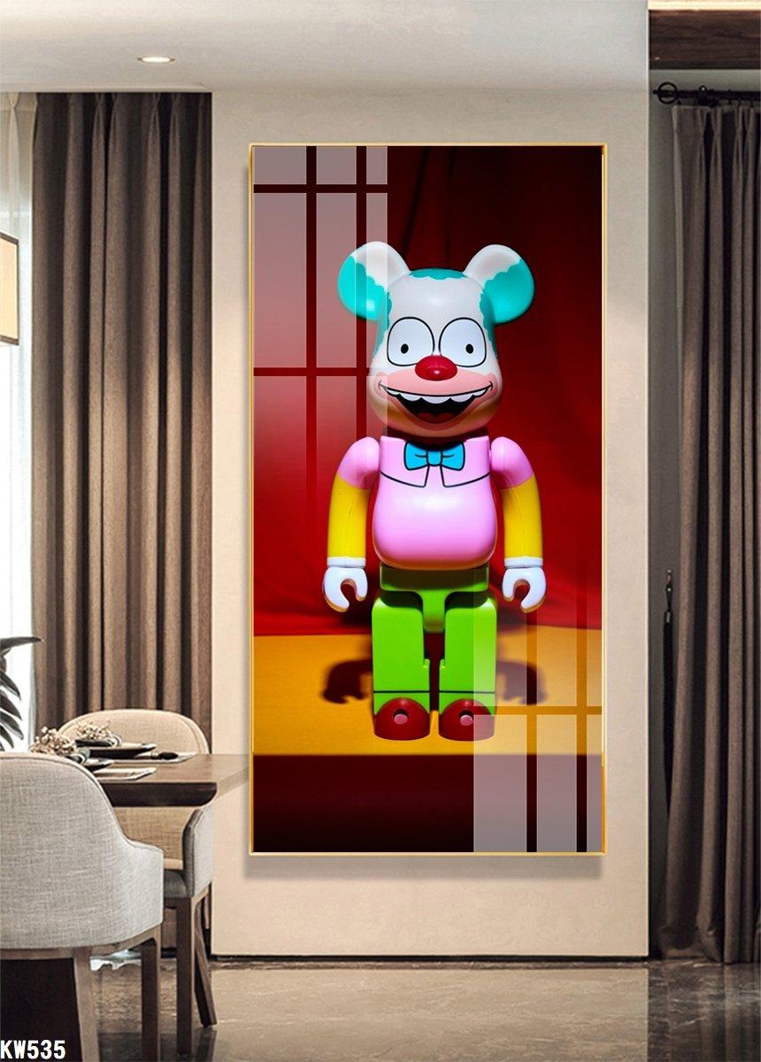 Tranh Treo Tường Gấu Bearbrick Phiên Bản Chú Hề
