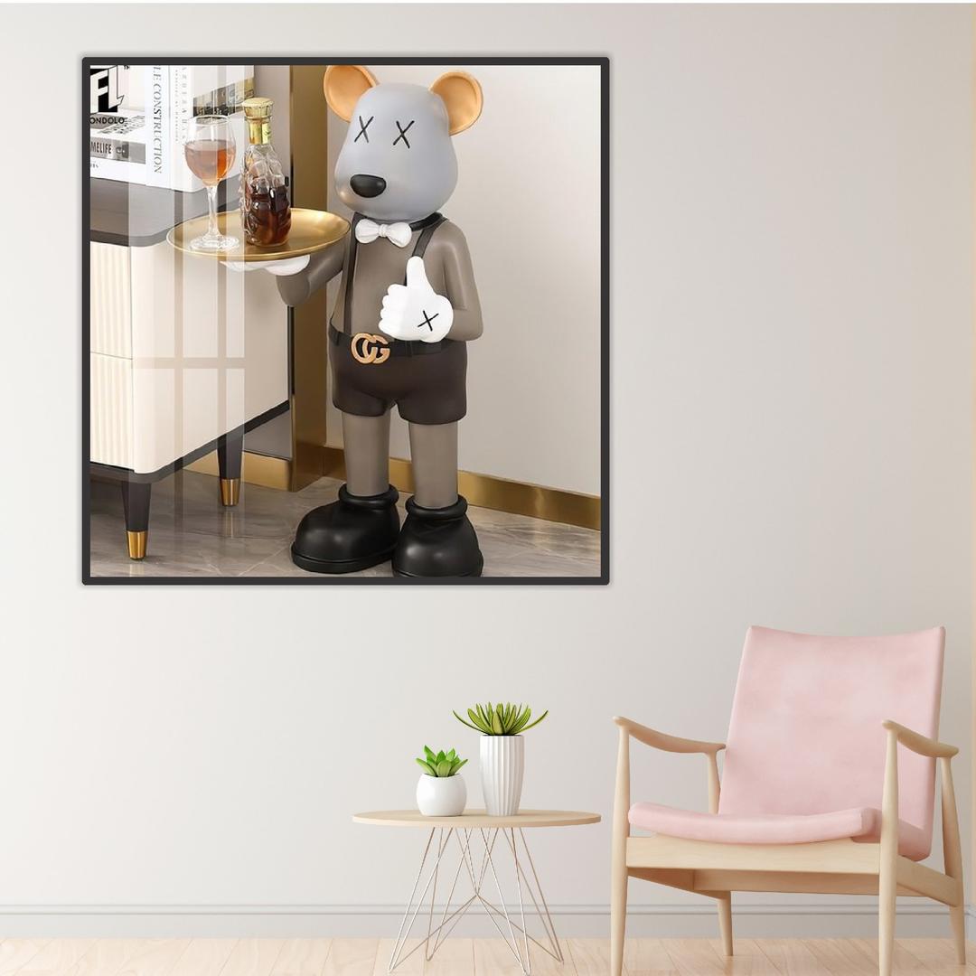 Tranh Treo Tường Gấu Bearbrick Phiên Bản Qúy Ông Phục Vụ