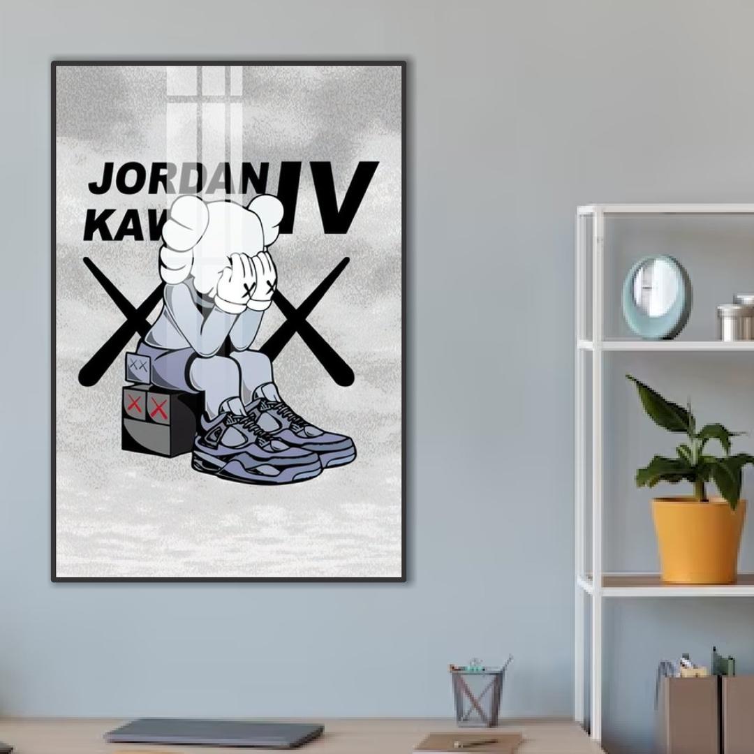 Tranh Treo Tường Gấu Kaws Mang Giày Jordan