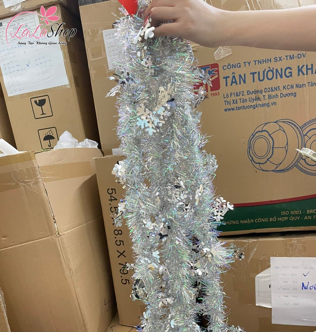 Dây đuôi chồn bông tuyết trang trí noel đẹp