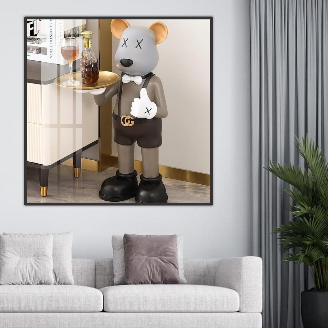 Tranh Treo Tường Gấu Bearbrick Phiên Bản Qúy Ông Phục Vụ