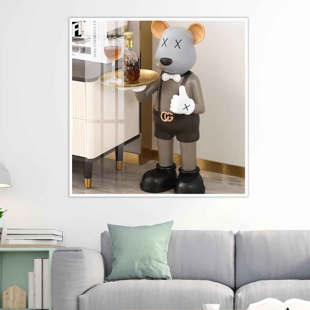 Tranh Treo Tường Gấu Bearbrick Phiên Bản Qúy Ông Phục Vụ