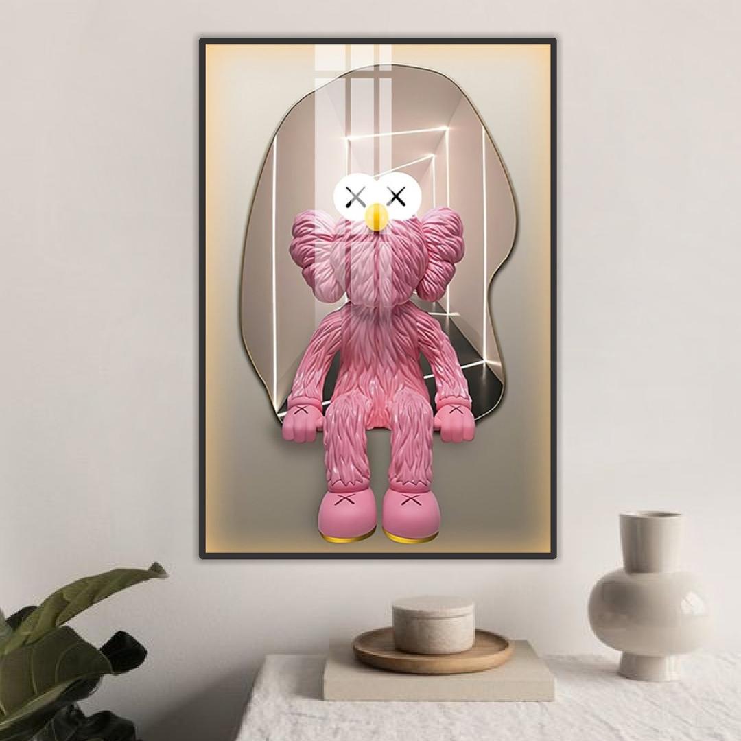 Tranh Treo Tường Gấu Kaws Hồng Đáng Yêu