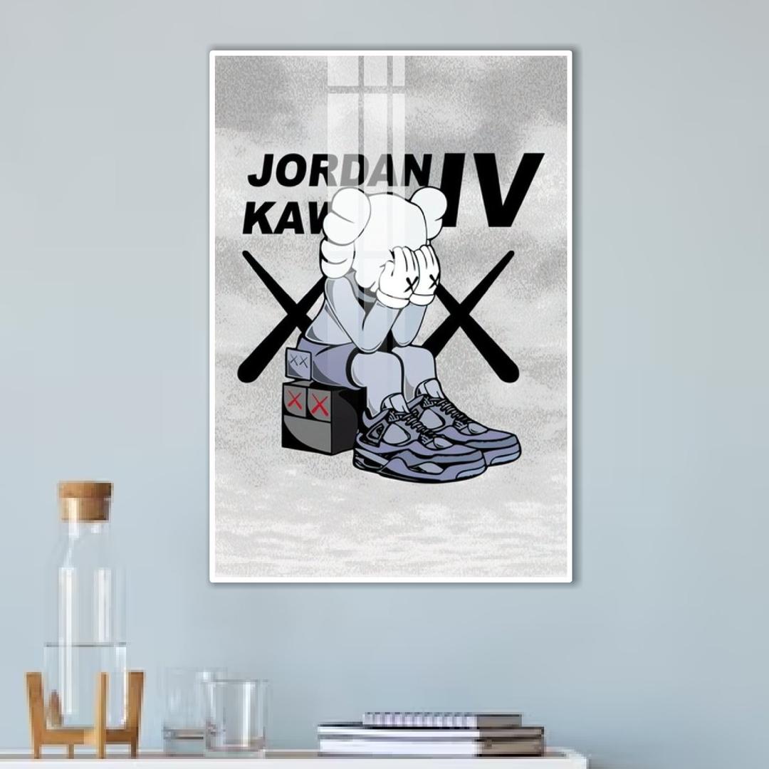 Tranh Treo Tường Gấu Kaws Mang Giày Jordan