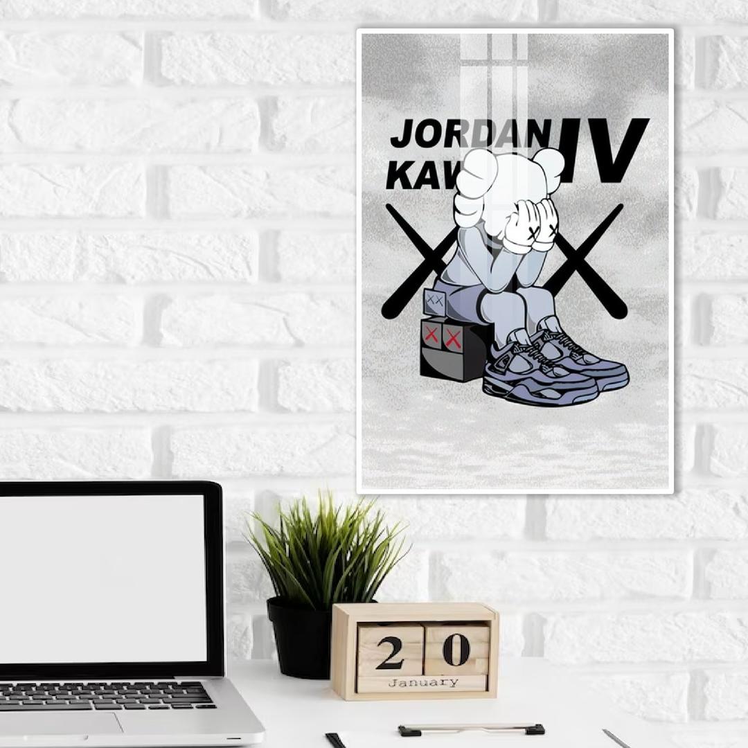 Tranh Treo Tường Gấu Kaws Mang Giày Jordan