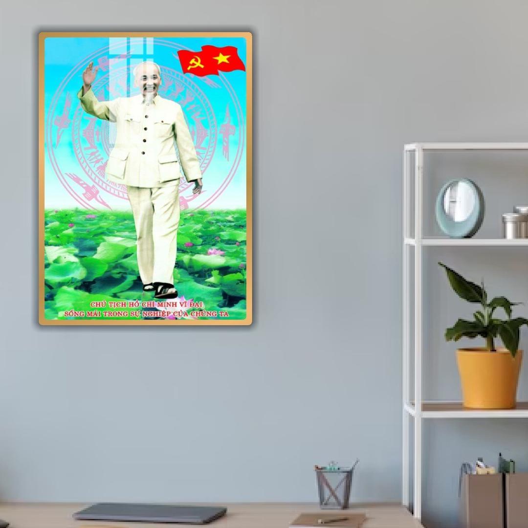 Tranh Treo Tường Bác Hồ Bên Hồ Sen