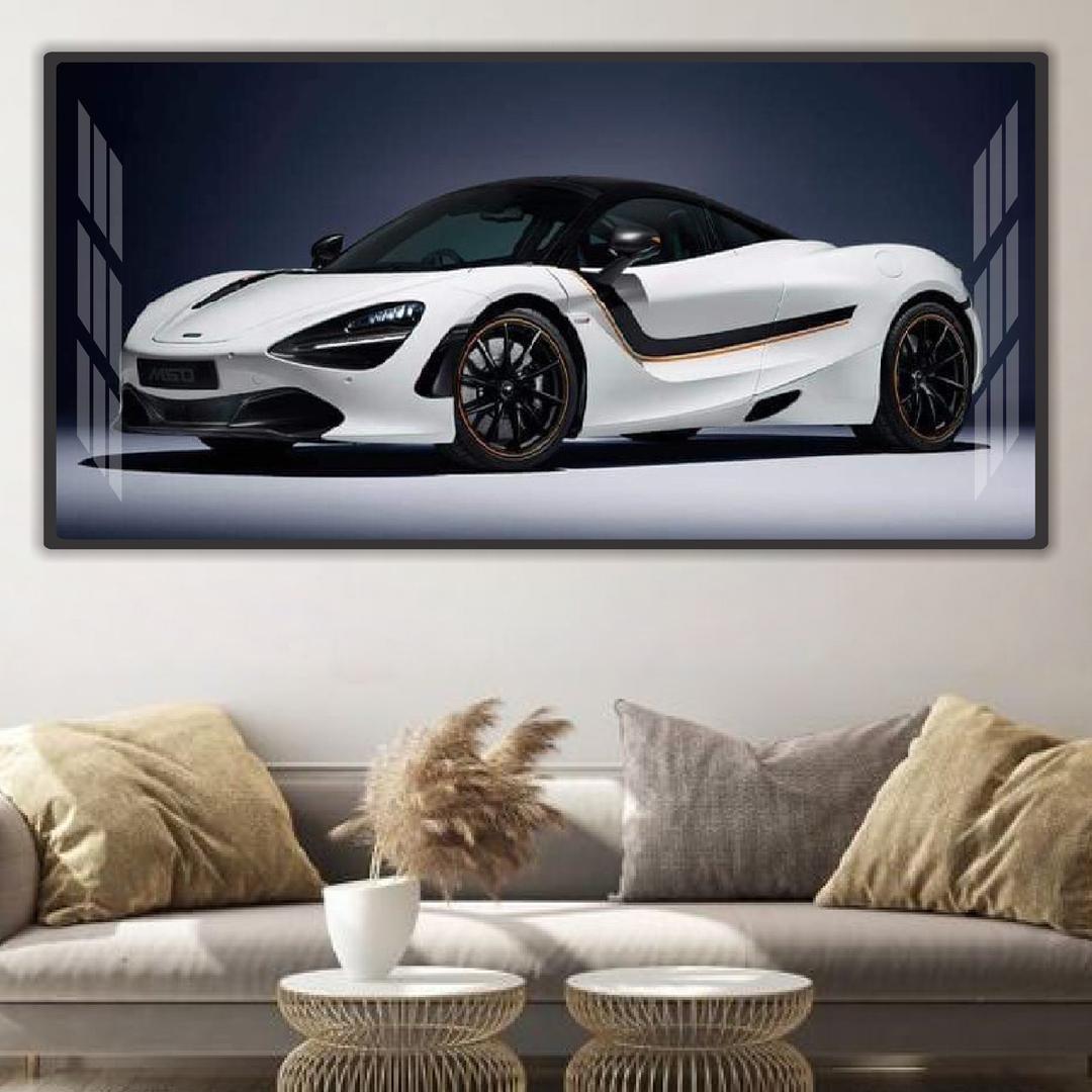 Tranh treo tường siêu xe McLaren 720s trắng