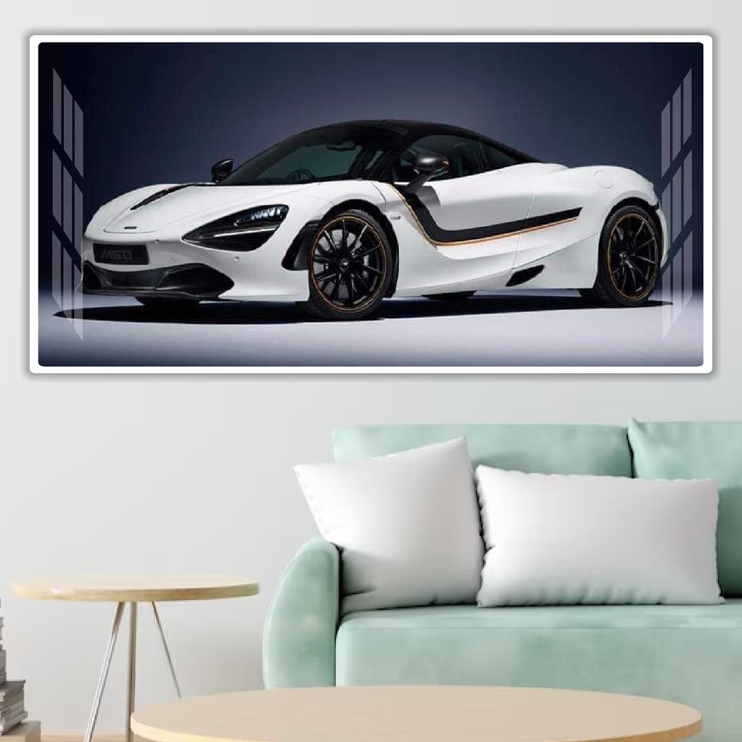 Tranh treo tường siêu xe McLaren 720s trắng