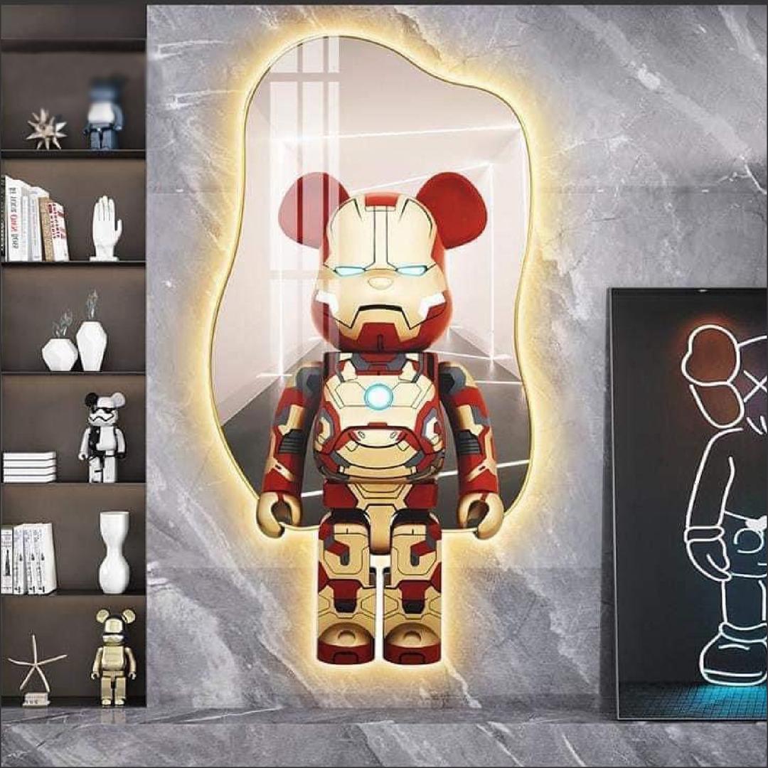 Tranh Đèn Led Tráng Gương Pha Lê Gấu Bearbick Cao Cấp