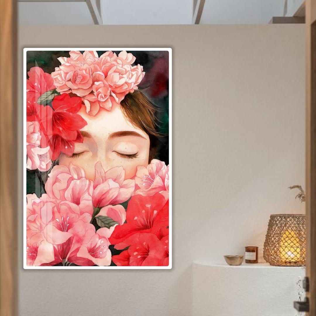 Tranh treo tường 1 tấm cô gái hoa hồng nghệ thuật