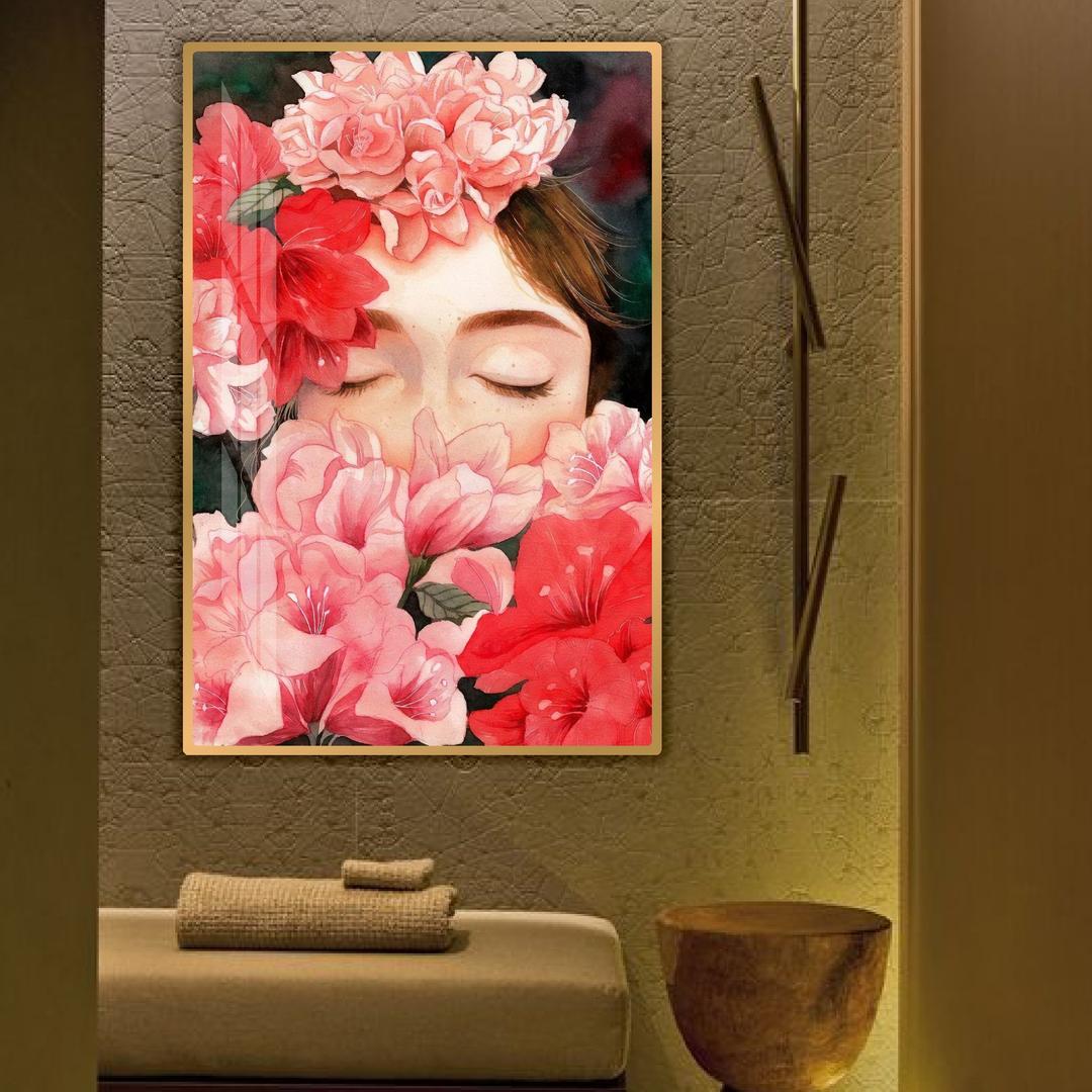 Tranh treo tường 1 tấm cô gái hoa hồng nghệ thuật