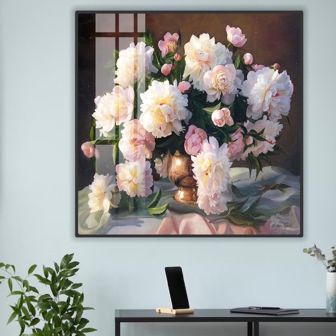 Tranh Treo Tường Bình Hoa Mẫu Đơn Nghệ Thuật
